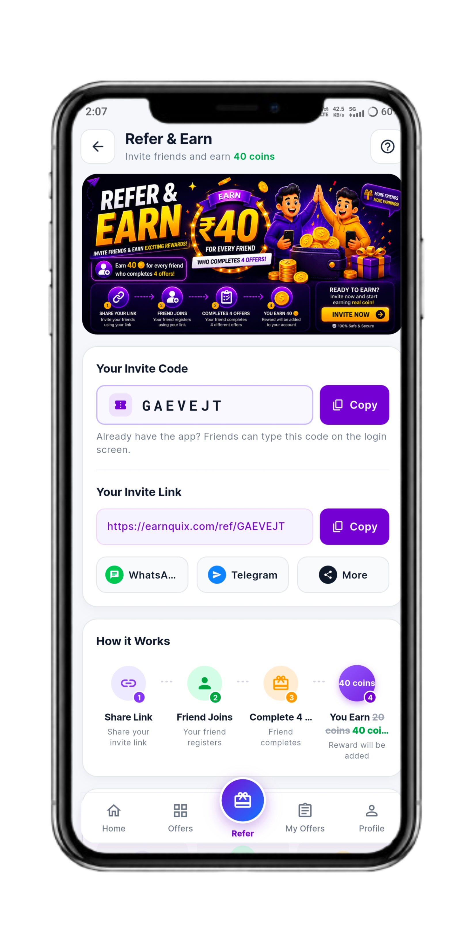 Refer & Earn - Invite friends and earn ₹40
